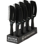 Olivia Garden Fingerbrush Boar & Nylon Black M Display 8 buc