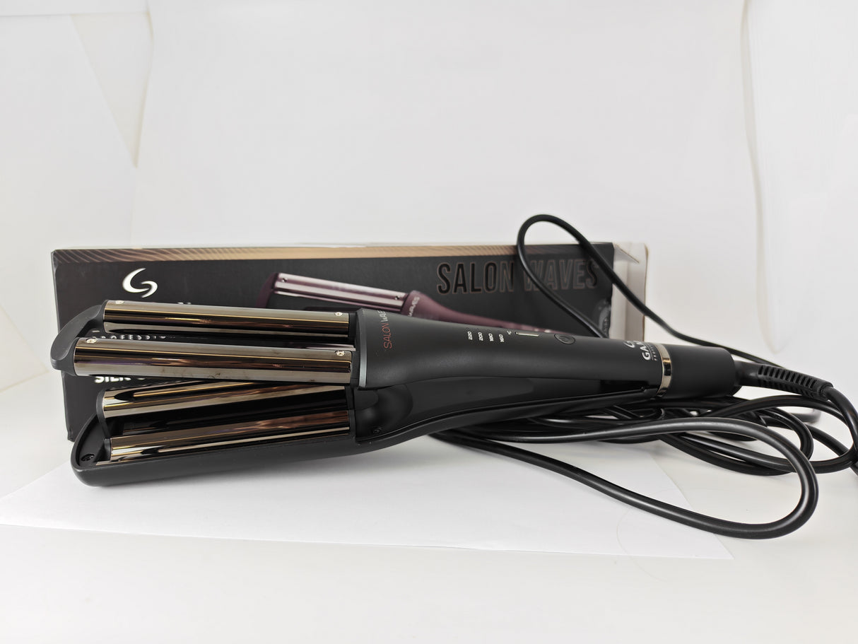 GA.MA Salon Silk Waves Placă de Ondulat cu Plăci Ceramice, Temperatură Reglabilă 160–220°C, Pentru Onduleuri Moi, Strălucitoare și Coafuri cu Volum RESIGILAT