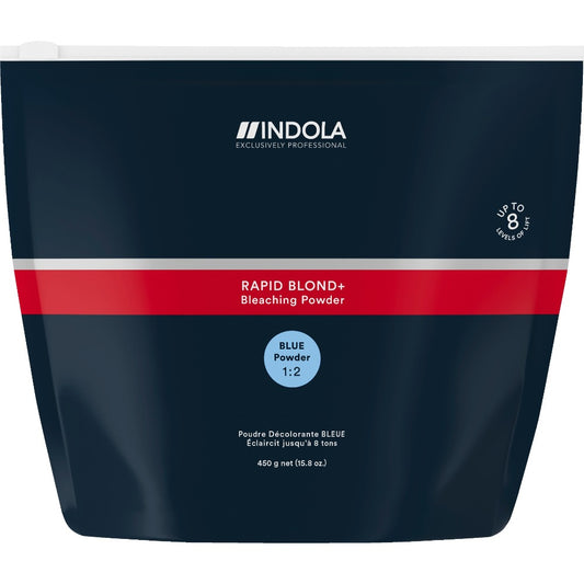Indola Rapid Blond+ Blue Pudră Decolorantă Albastră 450g – Decolorare Profesională cu Deschidere de Până la 8 Tonuri