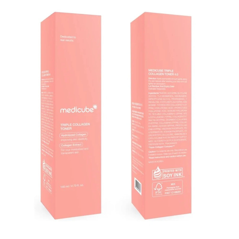 MEDICUBE Triple Collagen Toner 140ml – Toner cu Triplu Colagen pentru Hidratare Intensivă, Fermitate, Elasticitate și Efect Glass Skin