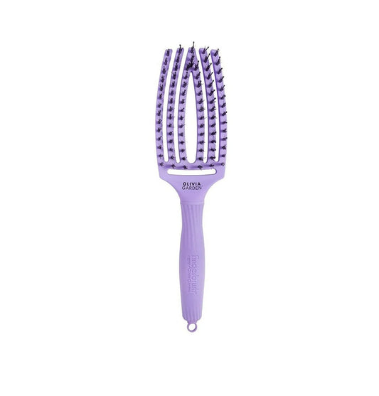 Olivia Garden Fingerbrush Combo Lavender – Professional Curved Hairbrush with Boar & Nylon Bristles