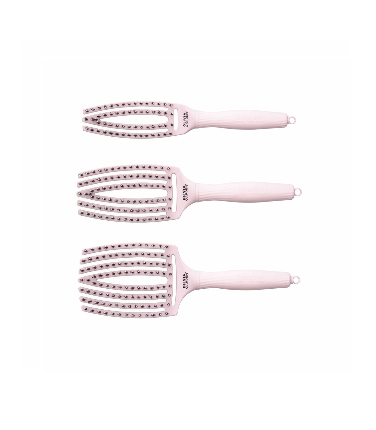 Olivia Garden Fingerbrush Boar & Nylon Pastel Pink Display 12 buc