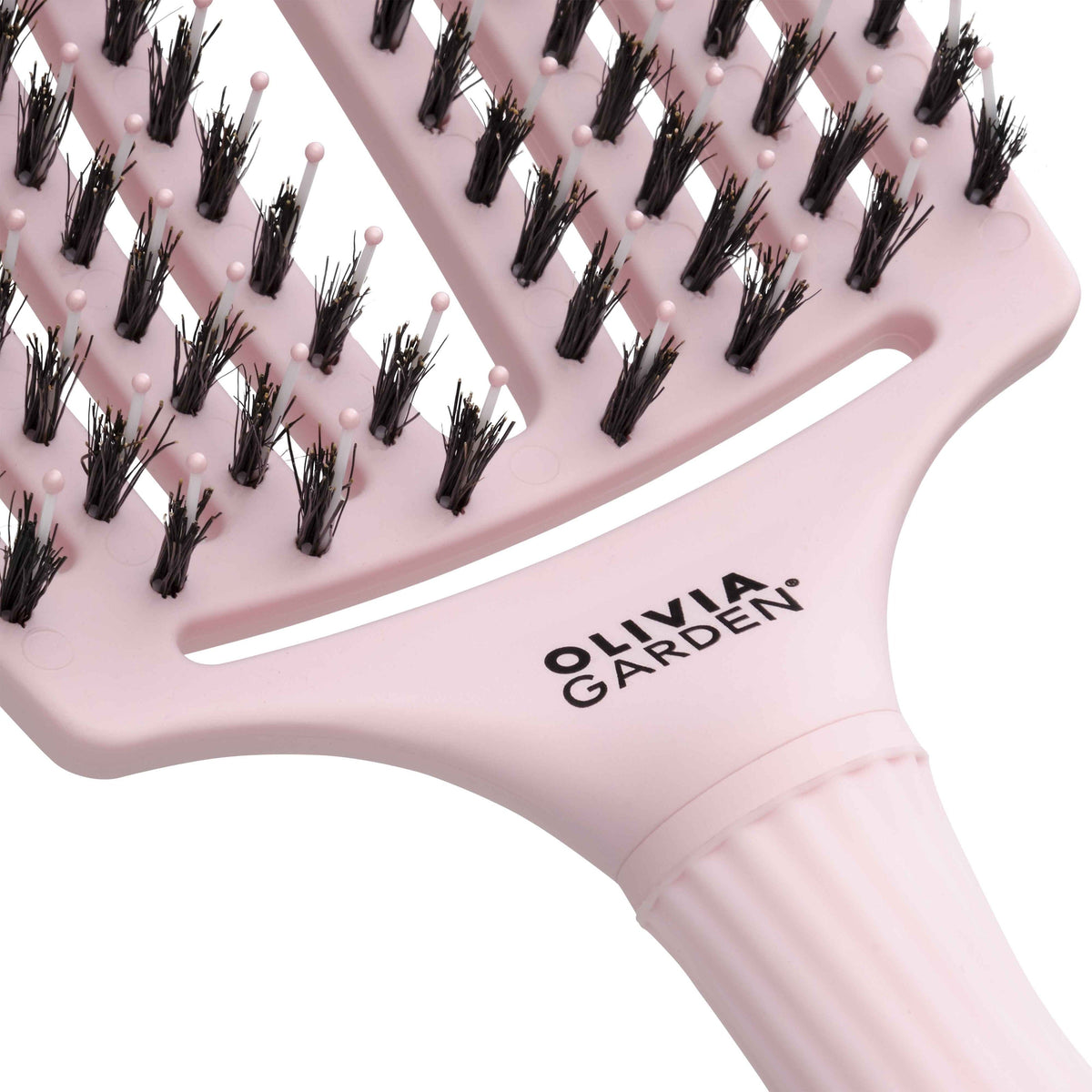 Olivia Garden Fingerbrush Boar & Nylon Pastel Pink Display 12 buc