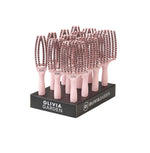 Olivia Garden Fingerbrush Boar & Nylon Pastel Pink Display 12 buc