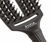 Olivia Garden FingerBrush Combo Medium Full Black – Professional Antistatic Brush with Natural Boar and Nylon Bristles