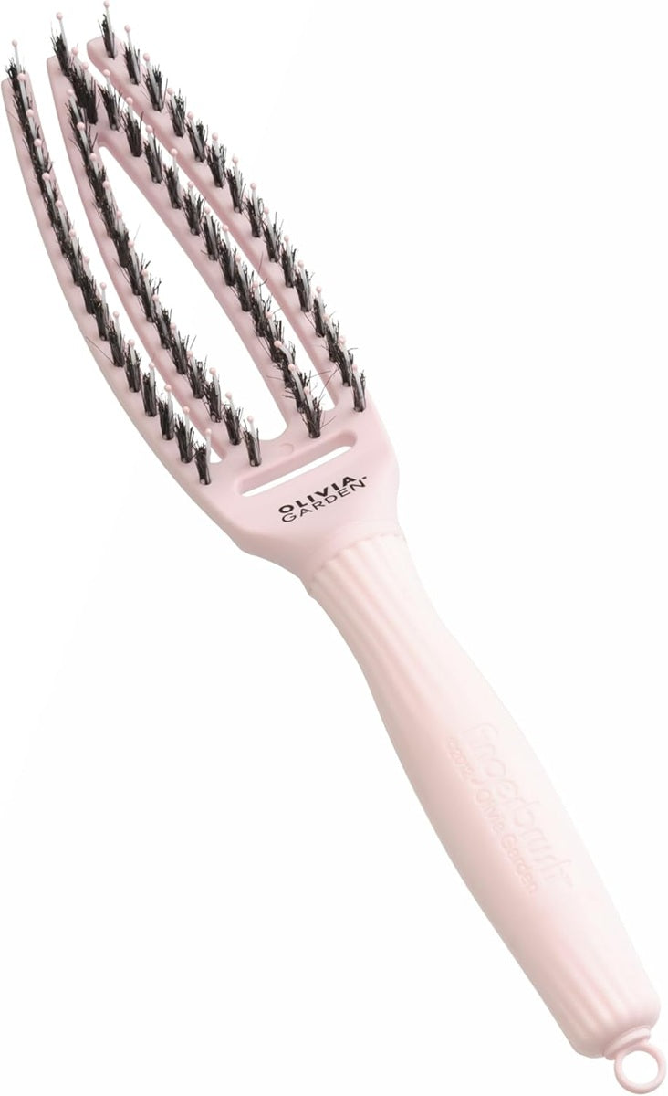 Olivia Garden Fingerbrush Care Iconic Boar & Nylon Pastel Pink S – Perie Profesională pentru Descurcare Delicată și Strălucire Naturală
