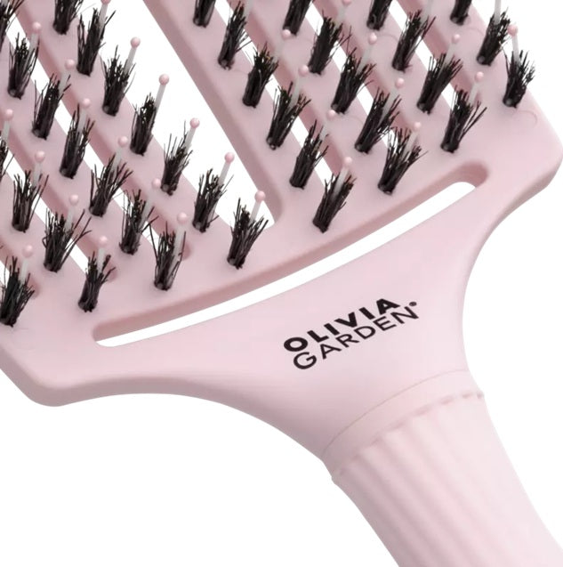 Olivia Garden FingerBrush Combo Pastel Large Pink – Professional Brush for Easy Detangling, Volume, and Shine L