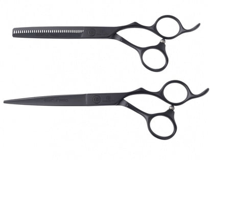 Olivia Garden Set De Foarfeci Silkcut Pro Matt Black Foarfecă De Tuns 6.50+ Foarfecă De Filat 6.35+Husă