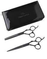 Olivia Garden Set De Foarfeci Silkcut Pro Matt Black Foarfecă De Tuns 6.50+ Foarfecă De Filat 6.35+Husă