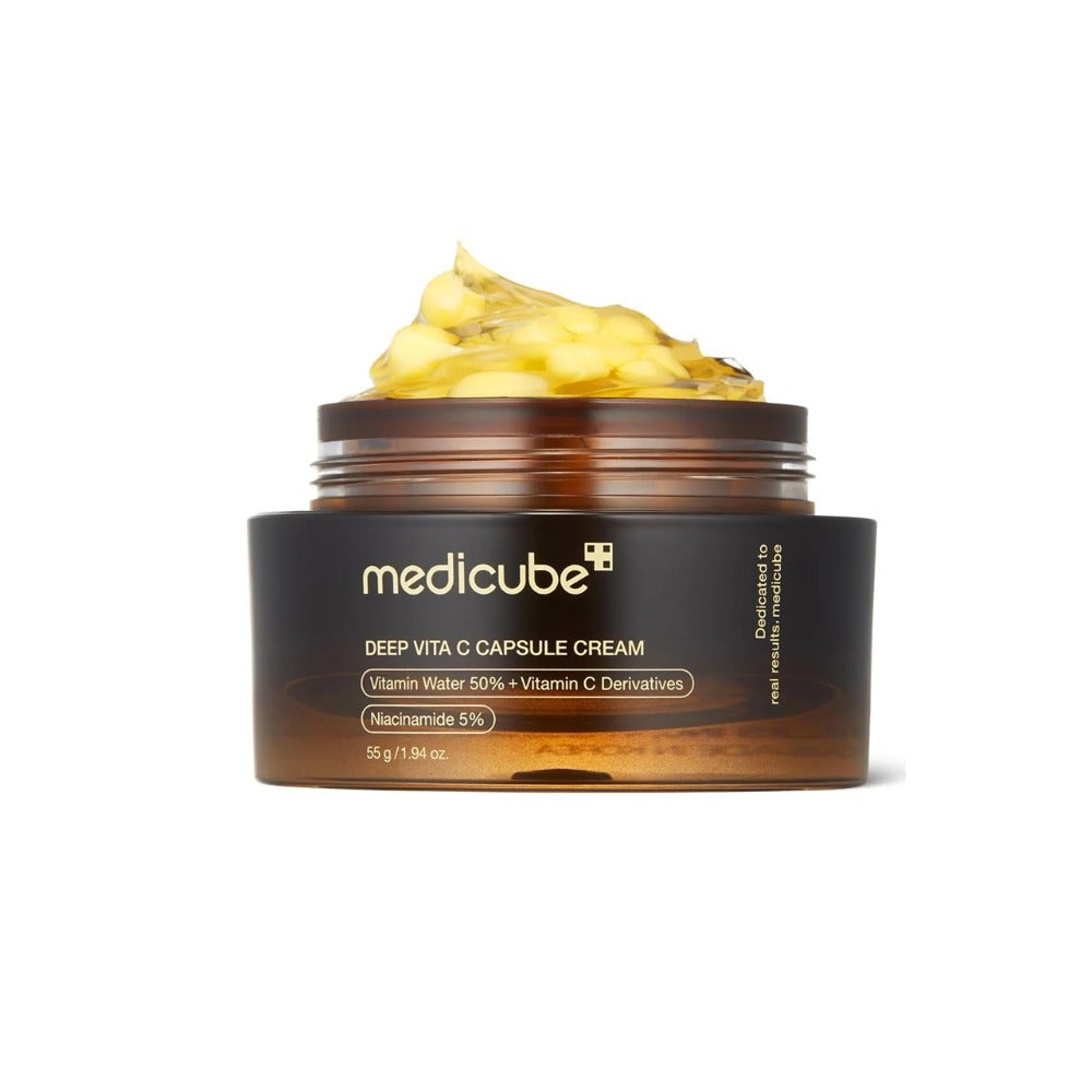MEDICUBE Deep Vita C Capsule Cream – Cremă Iluminatoare cu Vitamina C, Niacinamidă și Alpha-Arbutin pentru Pete Pigmentare, Hidratare și Efect Glow