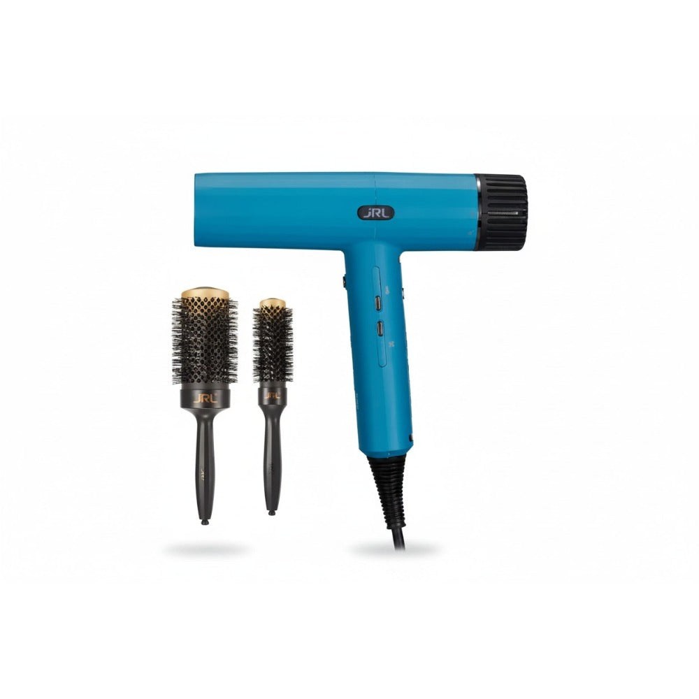 JRL Set Uscator de par Forte Saphire Blue 90.000 RPM +2 Perii pentru par