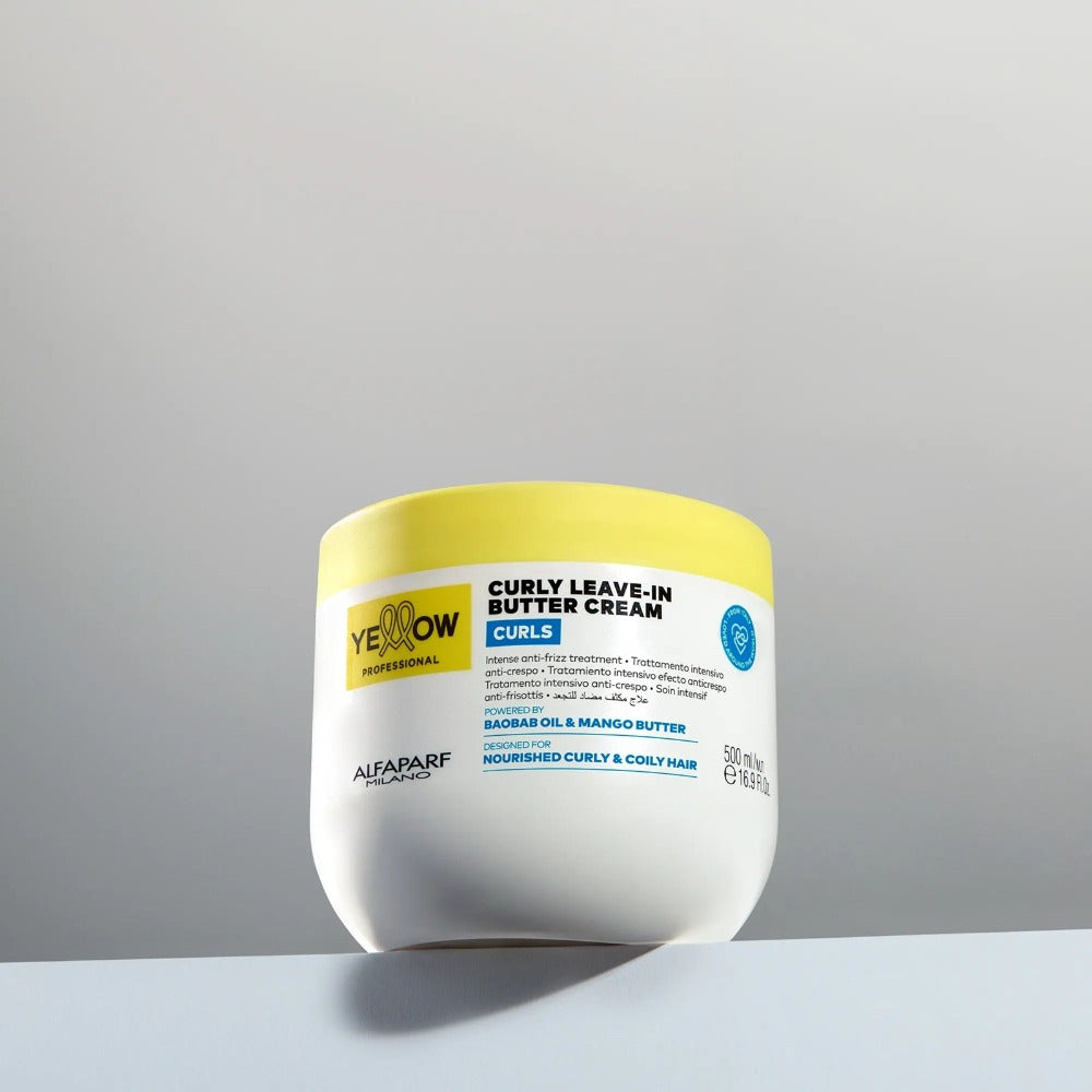 Yellow Curls Curly Butter Cream – Tratament Leave‑In Anti‑Frizz pentru Păr Creț sau Ondulat cu Protecție Termică 500 ml