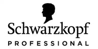 Logo-ul clasic Schwarzkopf Professional, cu un profil de cap siluetat deasupra unui text îndrăzneț.