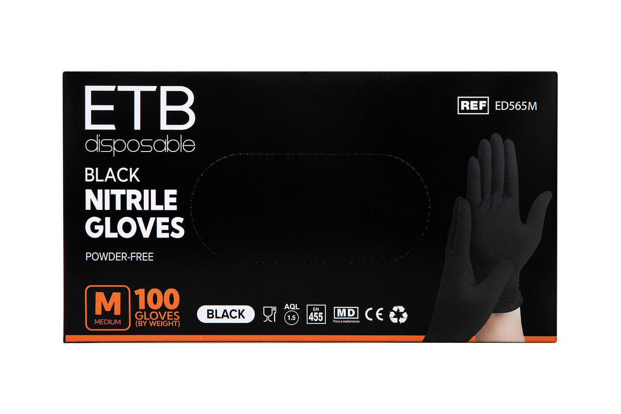 ETB Disposable Manusi nitril negru M 100 buc