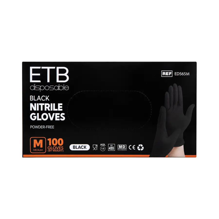 ETB Hair Mănuși nitril negre M 100 buc