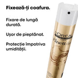 Fixativ Profesional L’Oréal Professionnel Elnett Satin Forte – Fixare Puternică și Protecție Împotriva Umidității 500ml
