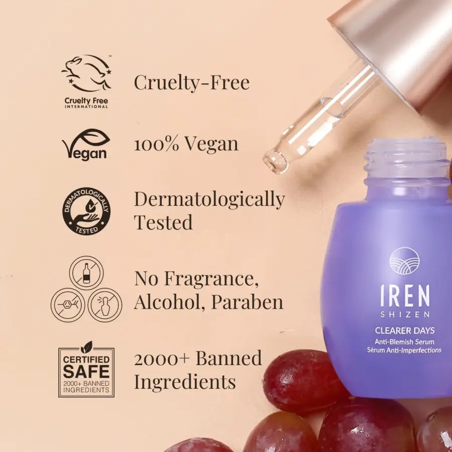 IREN Shizen Clearer Days 20ml – Anti-blemish serum with niacinamide, grape extract and Biyusen™, for clear, balanced and acne-free skin