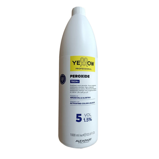 YELLOW Peroxide Tech+ 1,5% 5Vol– Emulsie Oxidantă Profesională pentru Colorare Uniformă și Strălucitoare
