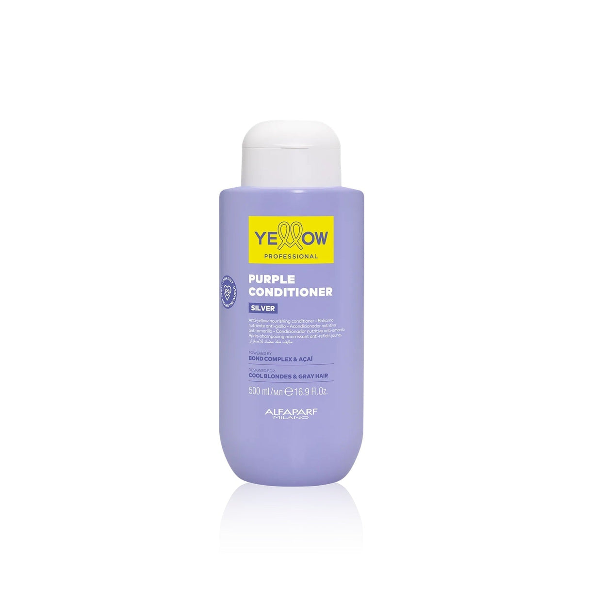 Yellow Silver Purple Conditioner 500ml – Nourishing Violet Conditioner for Cool Blonde or Grey Hair, Instant Softness and Yellow Tone Correction