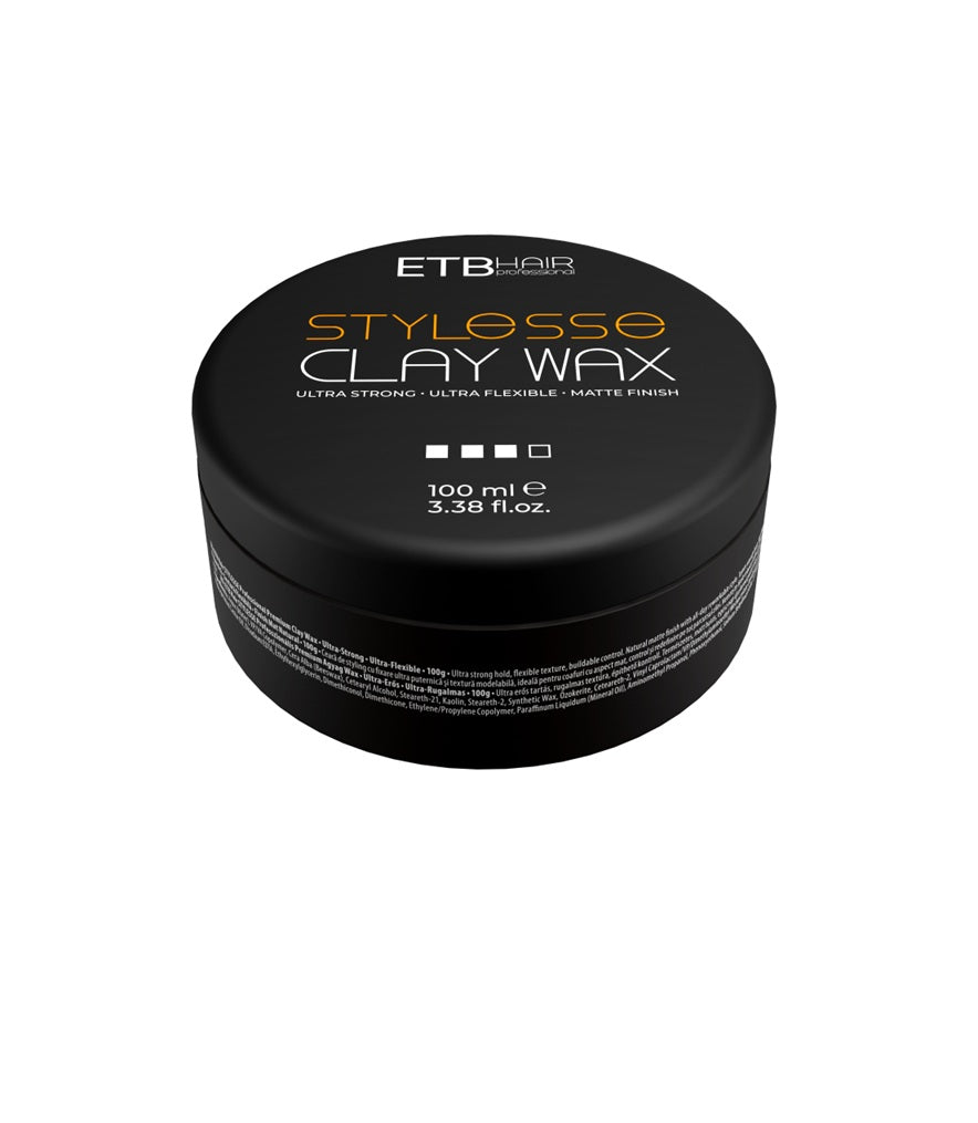 ETB Hair Stylesse Premium Clay Wax – Professional hair wax with ultra-strong hold and matte finish 100 ml