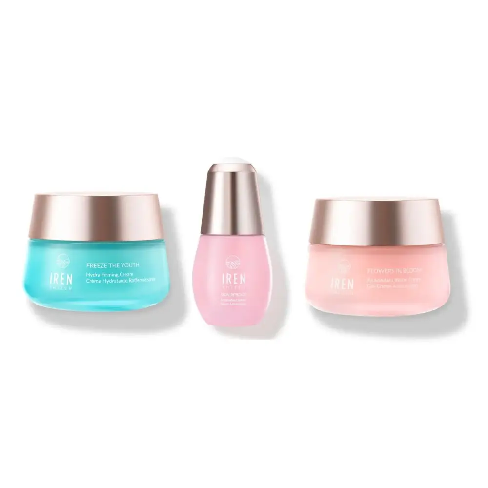 IREN Shizen XMAS POUCH – Luxury Japanese Gift Set with Antioxidant Serum, Moisturizing Cream, and Anti-Aging Cream, in an Elegant Beige Pouch
