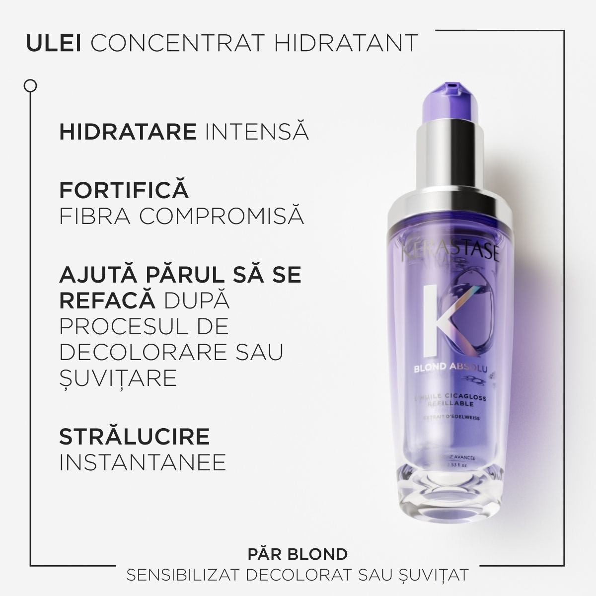 Kérastase Blond Absolu Cicagloss – Ulei Reîncărcabil pentru Hidratare Reparare & Protecție 75ml - Păr