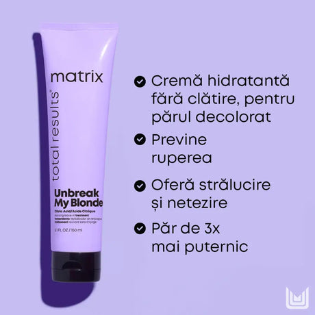Leave-in Revitalizant Matrix Total Results Unbreak My Blonde – Fortificare și Hidratare pentru Păr Blond 150ml - Păr