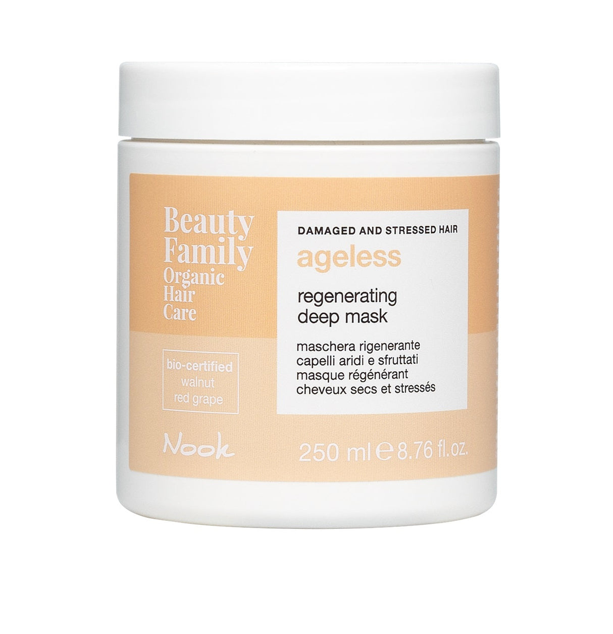 Mască Organică Pentru Regenerarea Părului Uscat Și Deteriorat Nook Beauty Family Ageless Regenerating Deep Mask 250ml