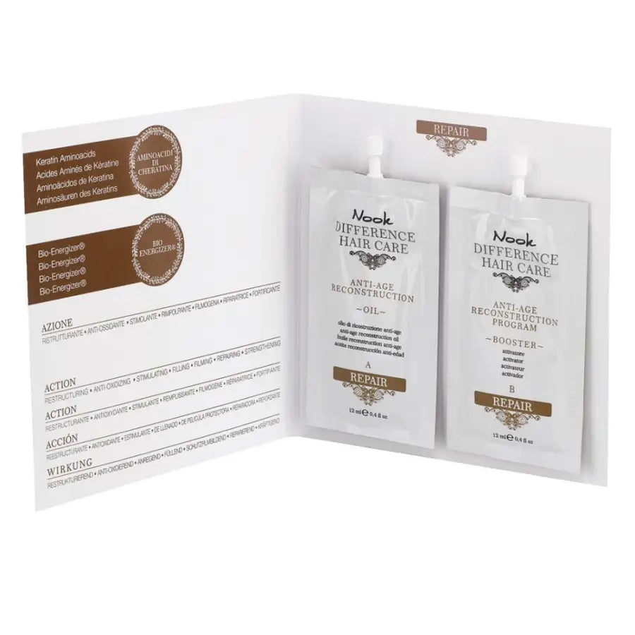 Nook Difference Hair Care Repair Reconstruction Program Ulei + Booster 12ml + 12ml - 12 ml + 12 ml - Păr