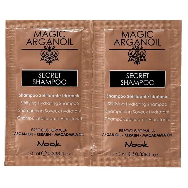 Nook Magic Arganoil Secret – Șampon Hidratant Fără Parabeni și Sulfați pentru Toate Tipurile de Păr - 10 ml - Păr