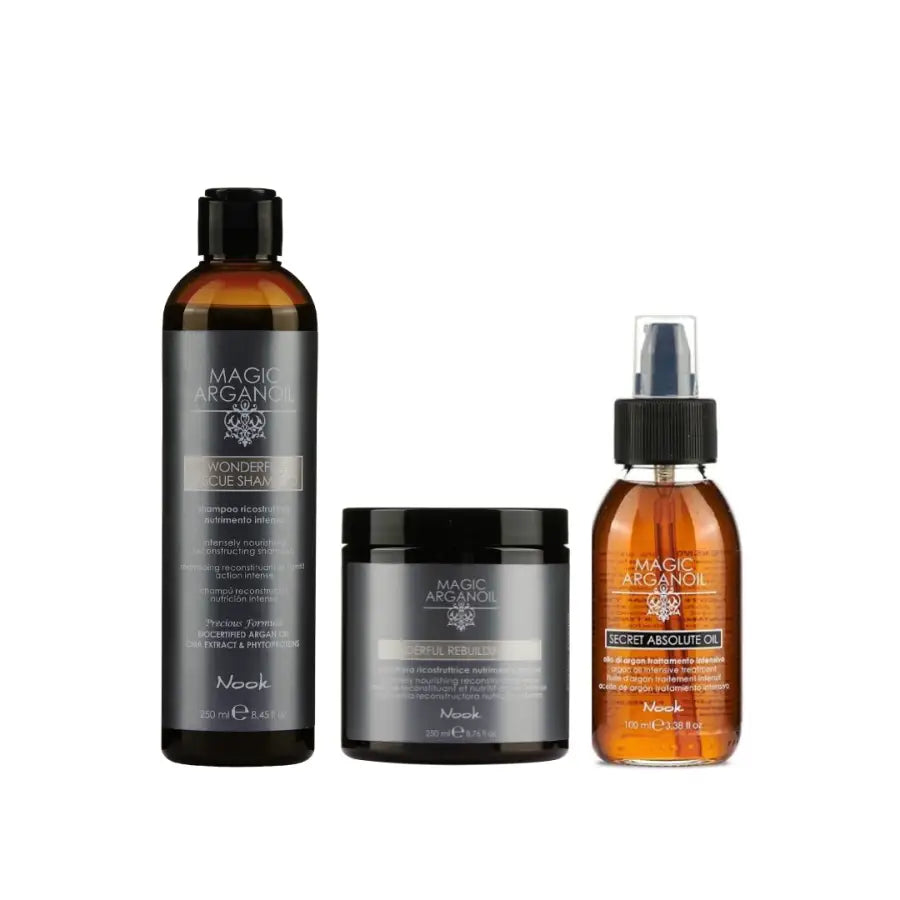 Pachet Trio Rebuilding Nook Magic ArganOil – Regenerare Intensivă cu Șampon Mască și Ulei de Argan - Păr
