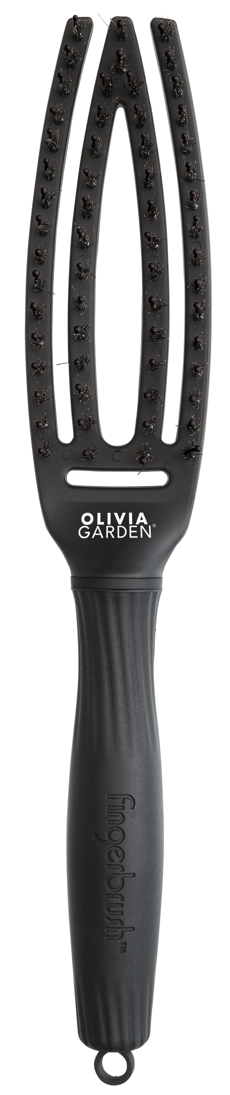 Perie de Păr Curbată Olivia Garden Fingerbrush Full Black - Mic