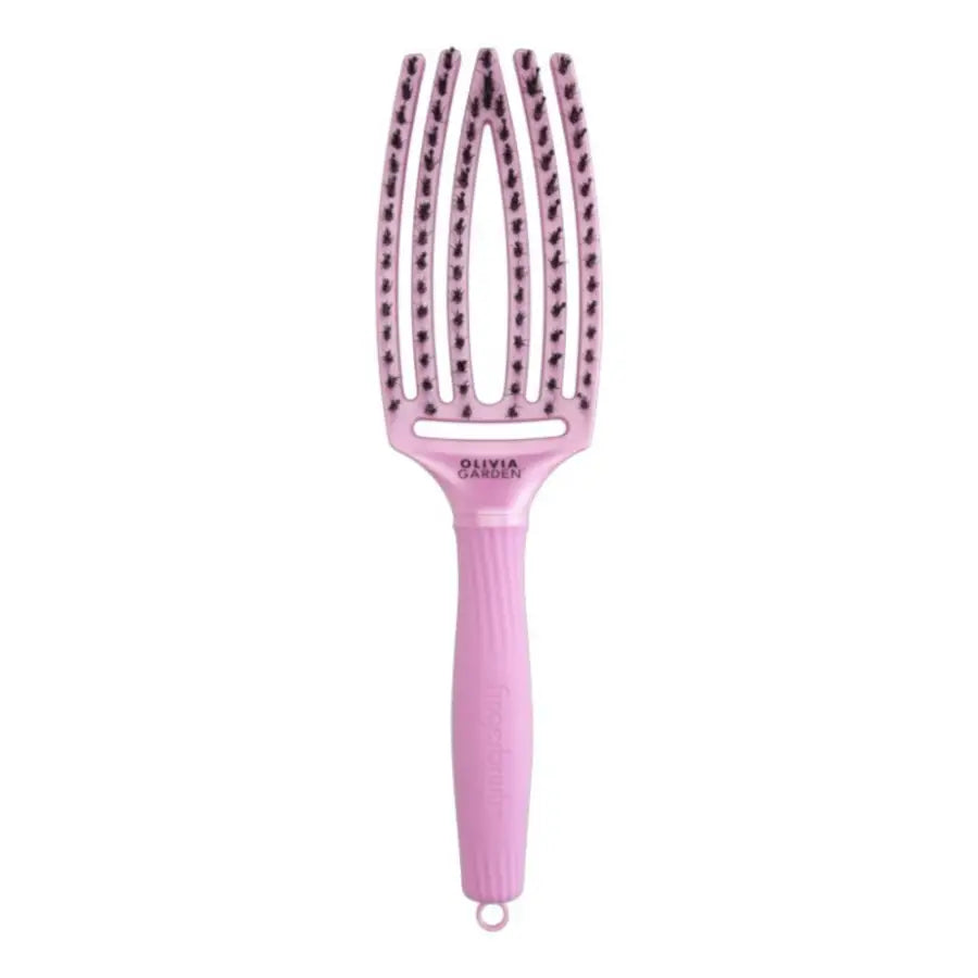 Perie de Păr Profesională cu Peri de Mistreț și Nailon Olivia Garden Arctic Lights Fingerbrush - Celestial Pink
