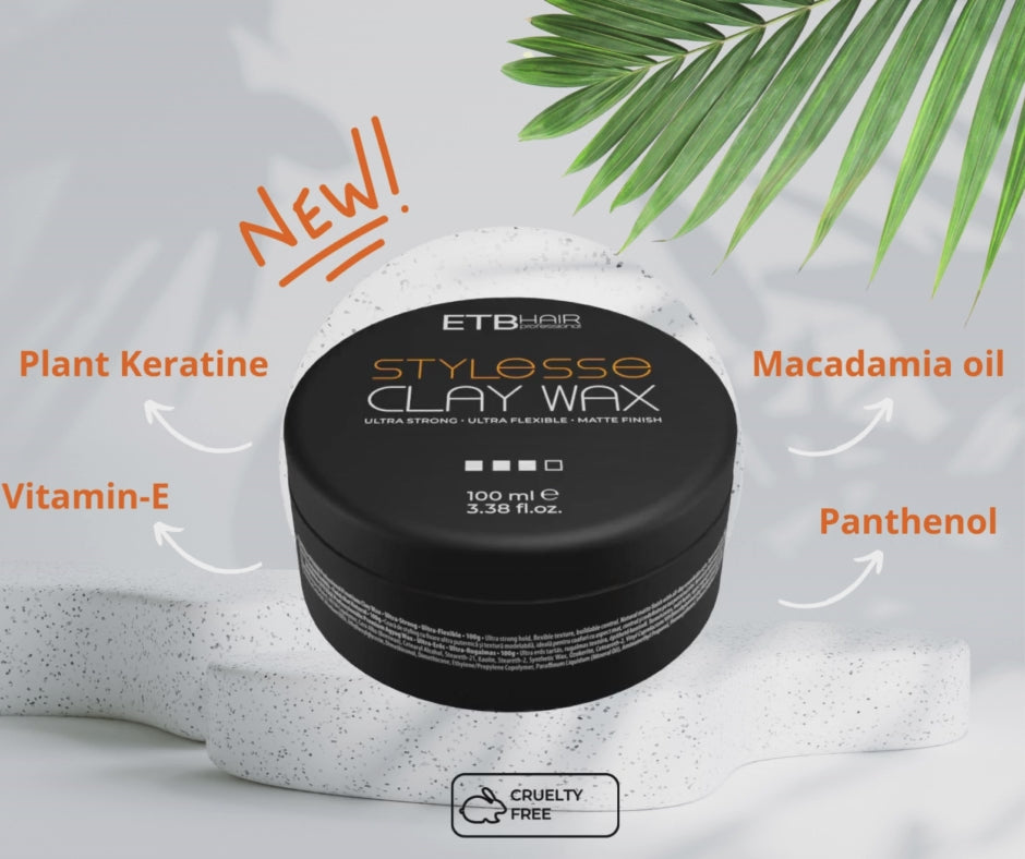 ETB Hair Stylesse Premium Clay Wax – Ceară profesională pentru păr cu fixare ultra-puternică și finish mat 100 ml