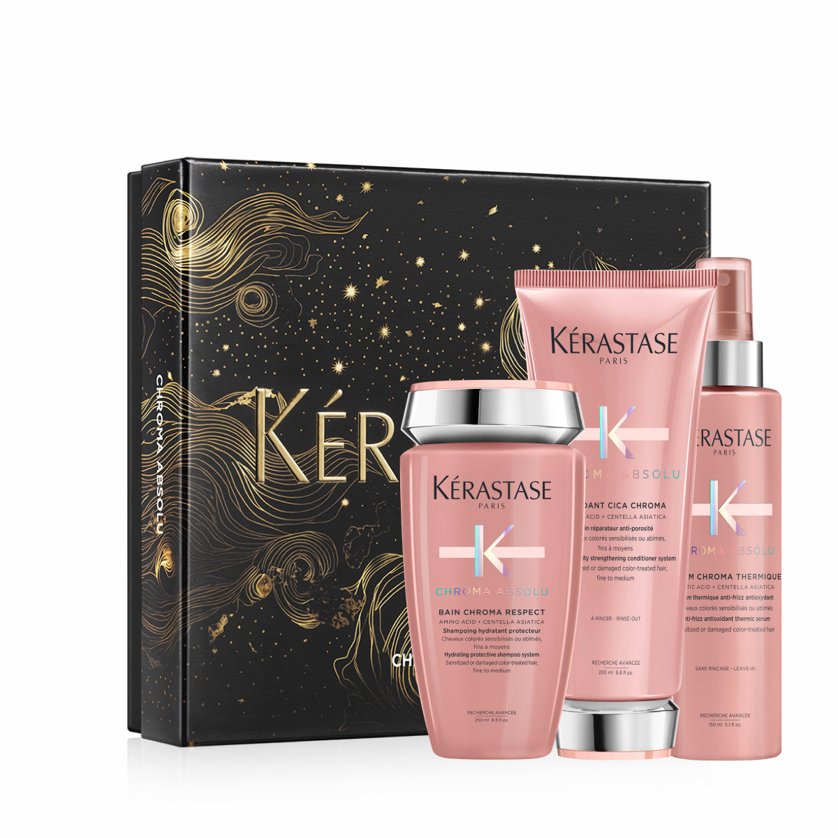 Set Kérastase Chroma Absolu Fondant Holiday 2024 Șampon Hrănitor 250ml + Balsam de păr 200ml + Serum Chroma