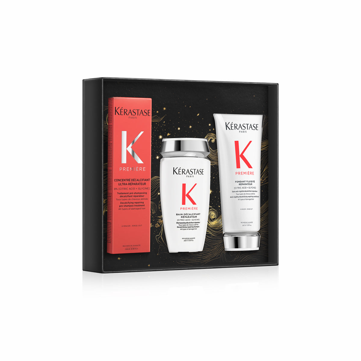 Set Kérastase Première Fondant Holidays 2024 Tratament Pre-Șampon Reparator 250ml + Șampon 250ml + Balsam 200ml - Păr