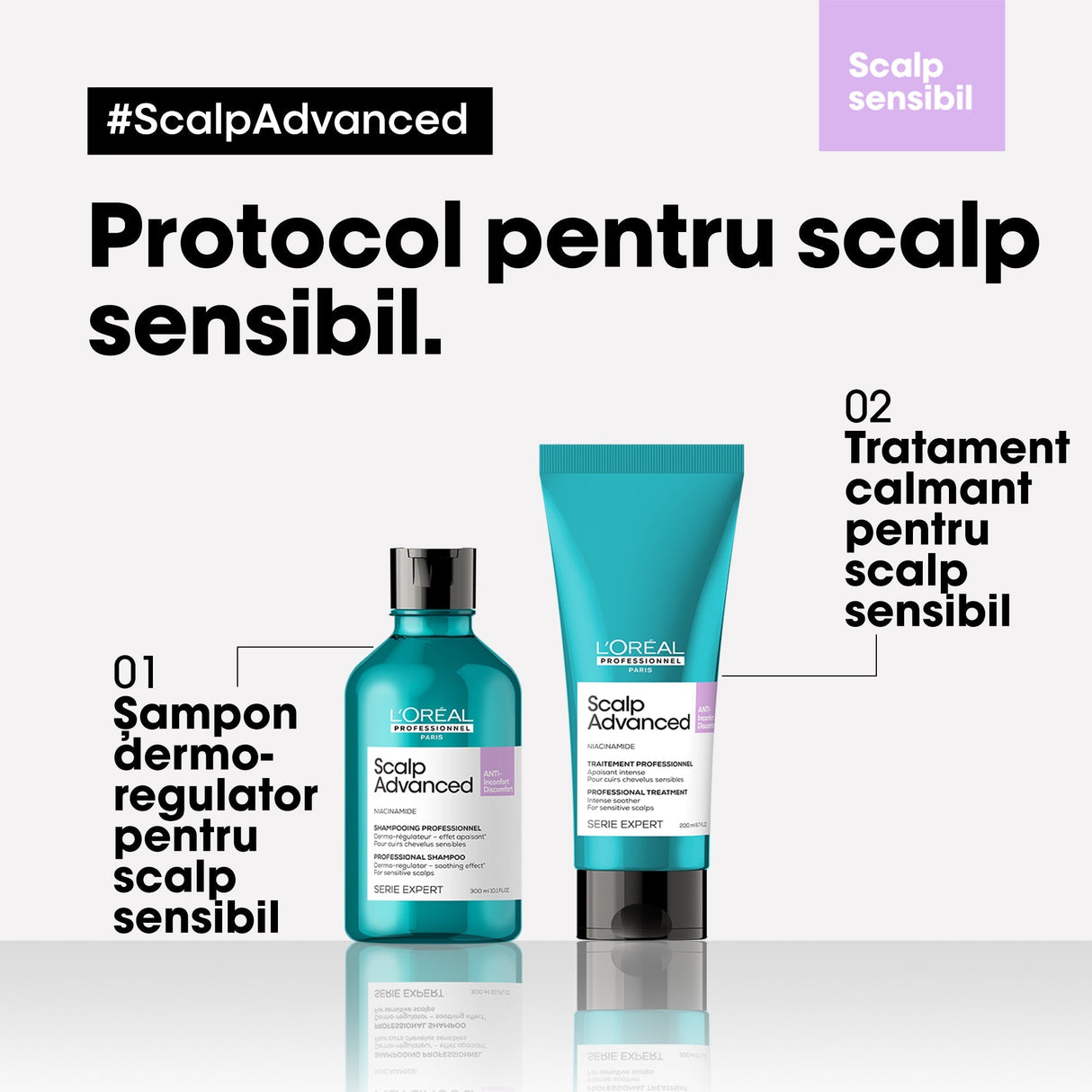 Set L’Oreal Professionnel Serie Expert Scalp Advanced Șampon Dermo-Regulator 300ml + Tratament Calmant pentru Scalp