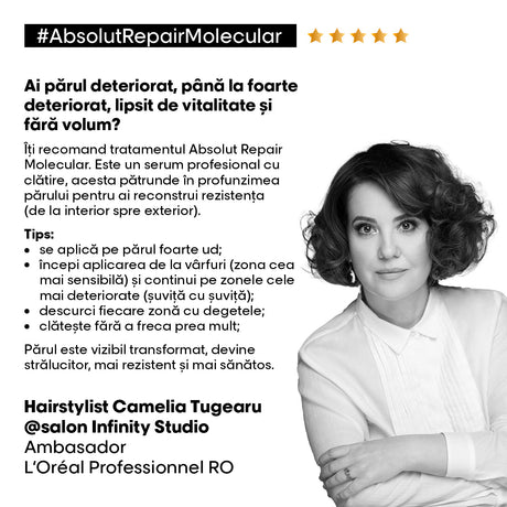 Set L’Oreal Professionnel Serie Expert Absolut Repair Molecular pentru Păr Deteriorat Șampon 300ml + Serum 250ml - Păr