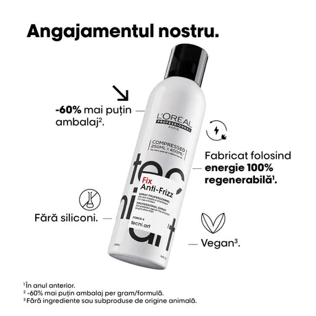 Spray Profesional de Fixare L’Oréal Professionnel Tecni.Art Fix Anti-Frizz 250ml– Protecție 24h împotriva Frizz-ului și