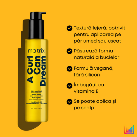 Ulei Profesional pentru Definirea Buclelor Matrix A Curl Can Dream – Hidratare & Strălucire fără Încărcare 150ml - Păr